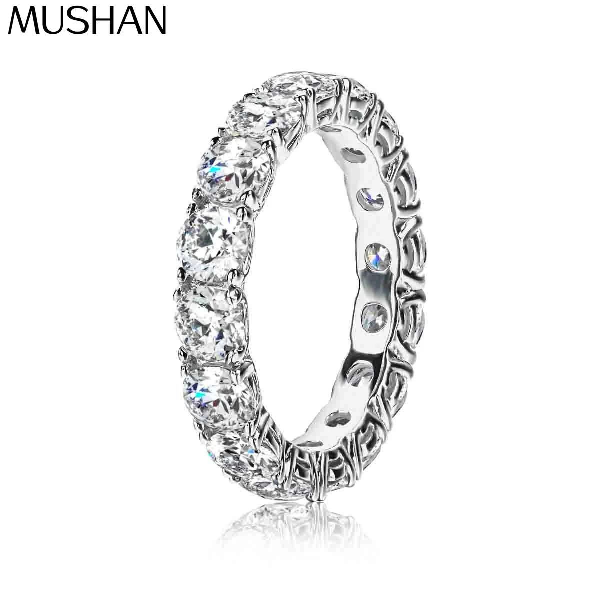 

MuShan Brand Jewelry 925 Sterling Silver Ring Moissanite Diamond Luxury Ring for Mom 18K Gold Plated MST Patent Fine Rings