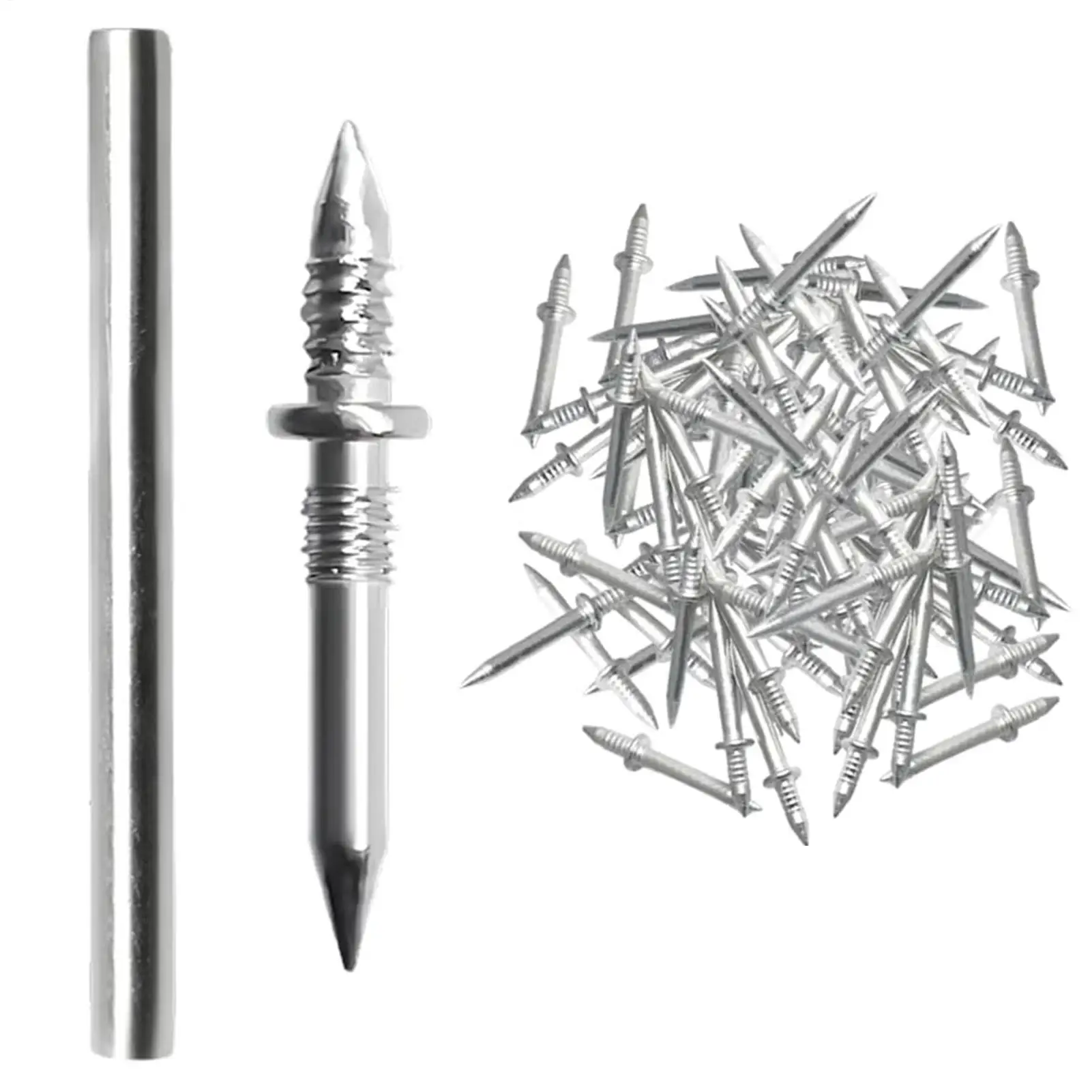 100pcs Double Head Nails Seamless Nail Skirting Thread Seamless Nail Without Marks Metal Rust-Proof Nails Wood No Trace Fixator