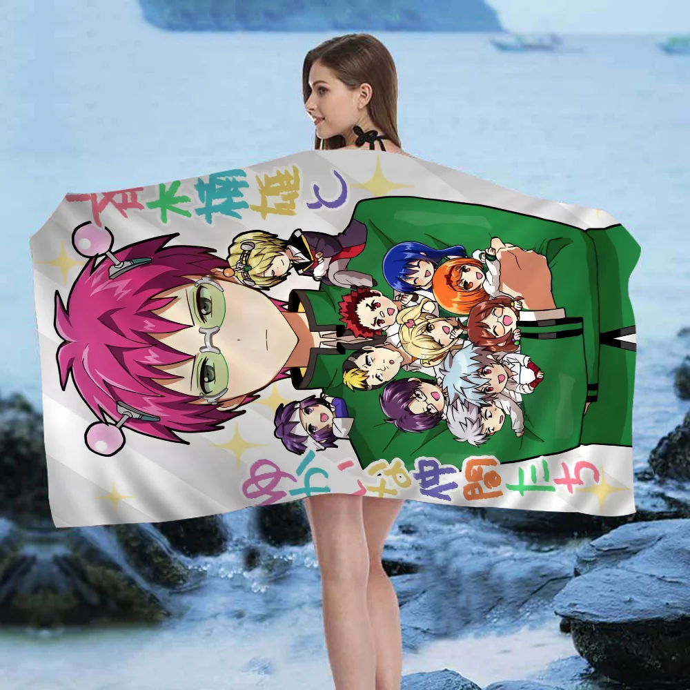 Saiki K Poster Saiki K Disasterus Life Saiki Kusuo Japanese Anime Microfiber Blanket Quick Drying Beach Towels Oversized Pool