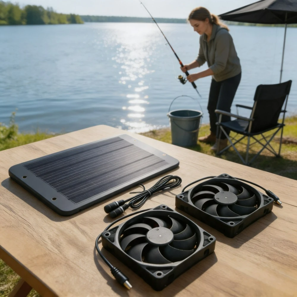 Outdoor Solar Driven Double Vent Fan 10W 15W Energy Saving Waterproof Exhaust Cooler for Chicken Coop Dog House RV Camper