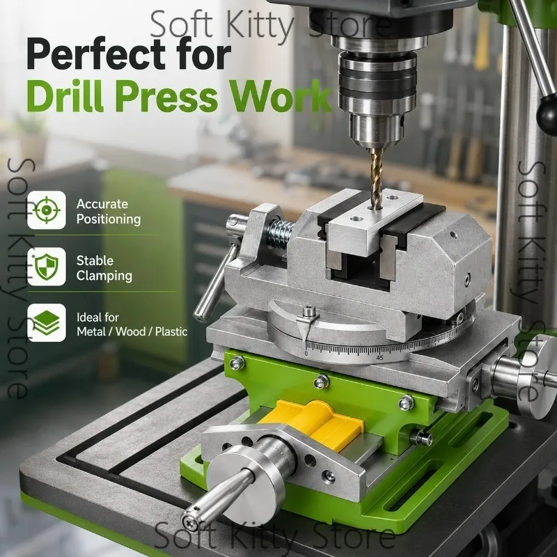0-90° Swivel Base Precision 3-Axis Compound Worktable 2 in 1 Milling Drilling Vise Aluminium Alloy