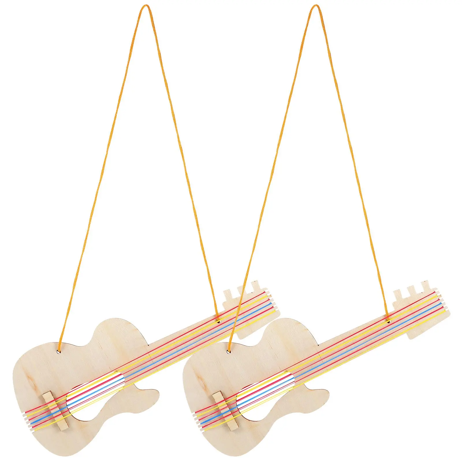 

2 Pcs Wooden Guitar DIY Graffiti Cutout Toy Crafts Unfinished Models Children Painting Toys