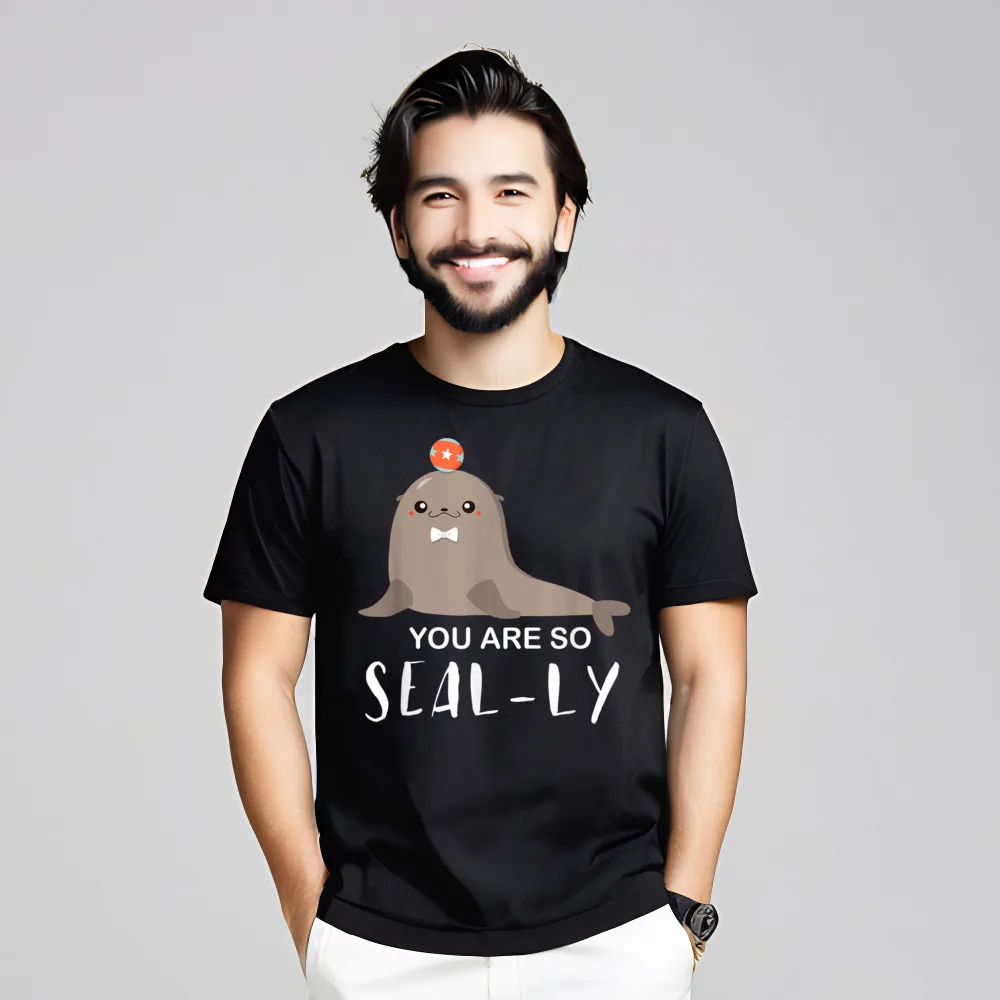 Latest women's Tops & Tees Cute Seal Shirt Funny Animal Normal T-shirts Premium Cotton Short Sleeve Casual Tshirts Round Neck