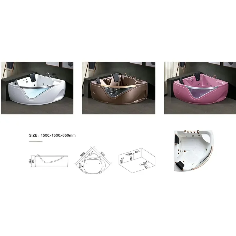 Acrylic Whirlpool Jacuzzi Free Standing Corner Spa Bath Tub with Nozzles