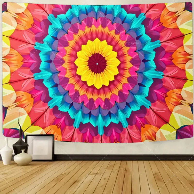 

1pc Wall Tapestry Vibrant Mandala Tapestry for Boho Room Decor, Colorful Floral Wall Hanging Art