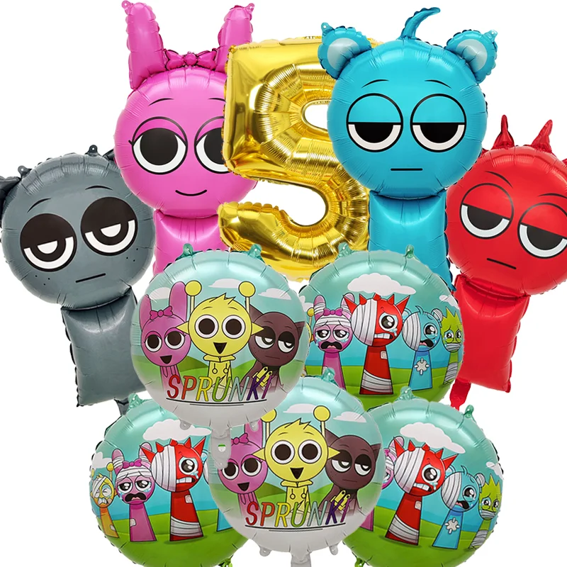 Воздушные-шары-sprunkis-1-9-Аниме-шары-в-стиле-каваи-для-дня-рождения-украшения-для-вечеринки-алюминиевые-фольгированные-шары-цифры-шары-для-детского-праздника-подарок
