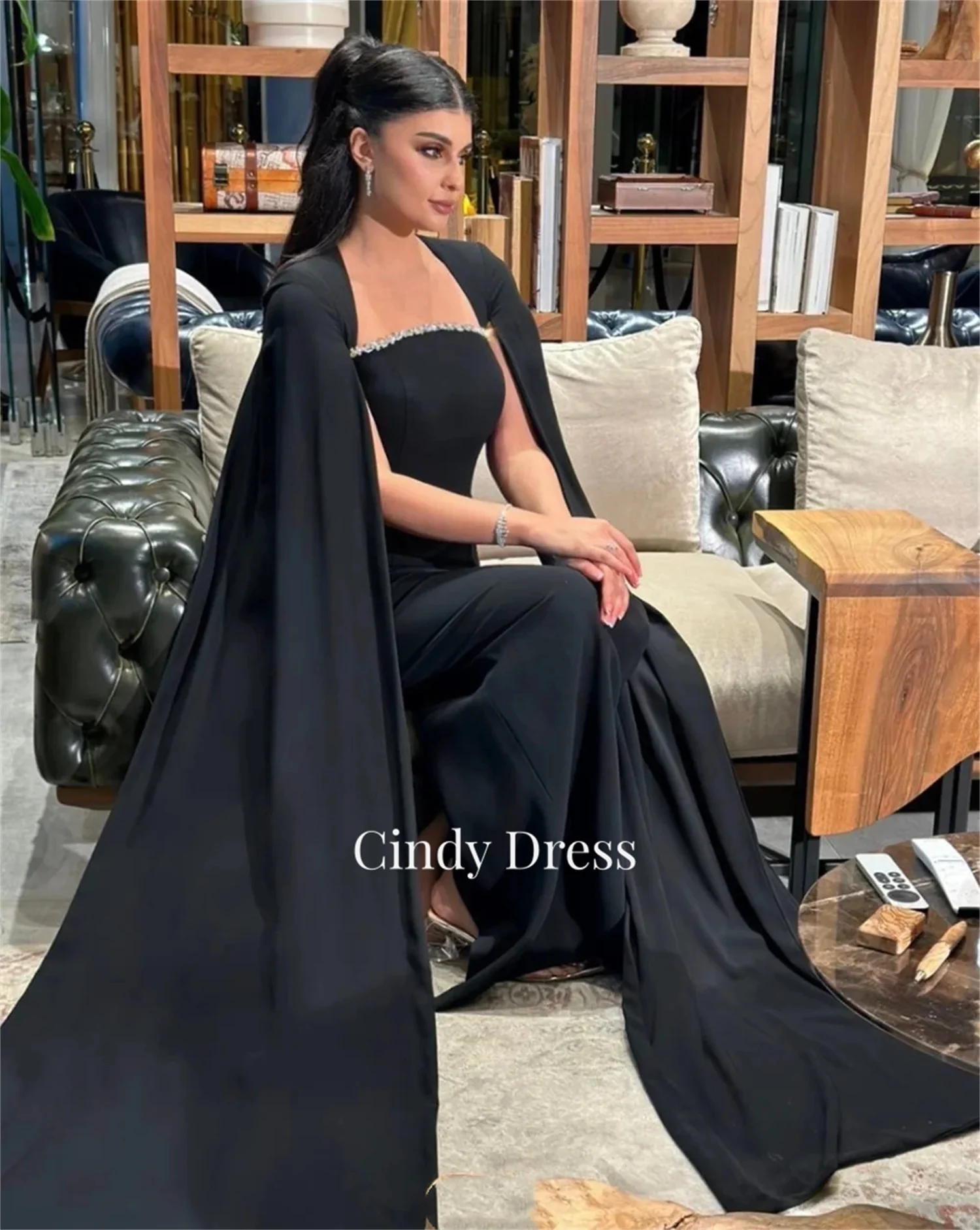 Cindy Shawl Diamond Jewelry Light Blue Saudi Arabia Wedding Party Dress Women Elegant Luxury Evening Dresses 2024 Customized