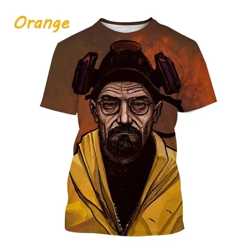 Movie Breaking Bad Heisenberg 3D Print  Casual Tees short sleeve Tshirt O-Neck Men Cool T-Shirt Tops Men\'s Clothing