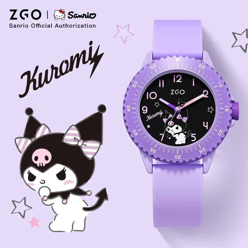 ZGO x Sanrio Kuromi kids watch for girls. Purple watch with design sense, waterproof quartz watch gift 2153