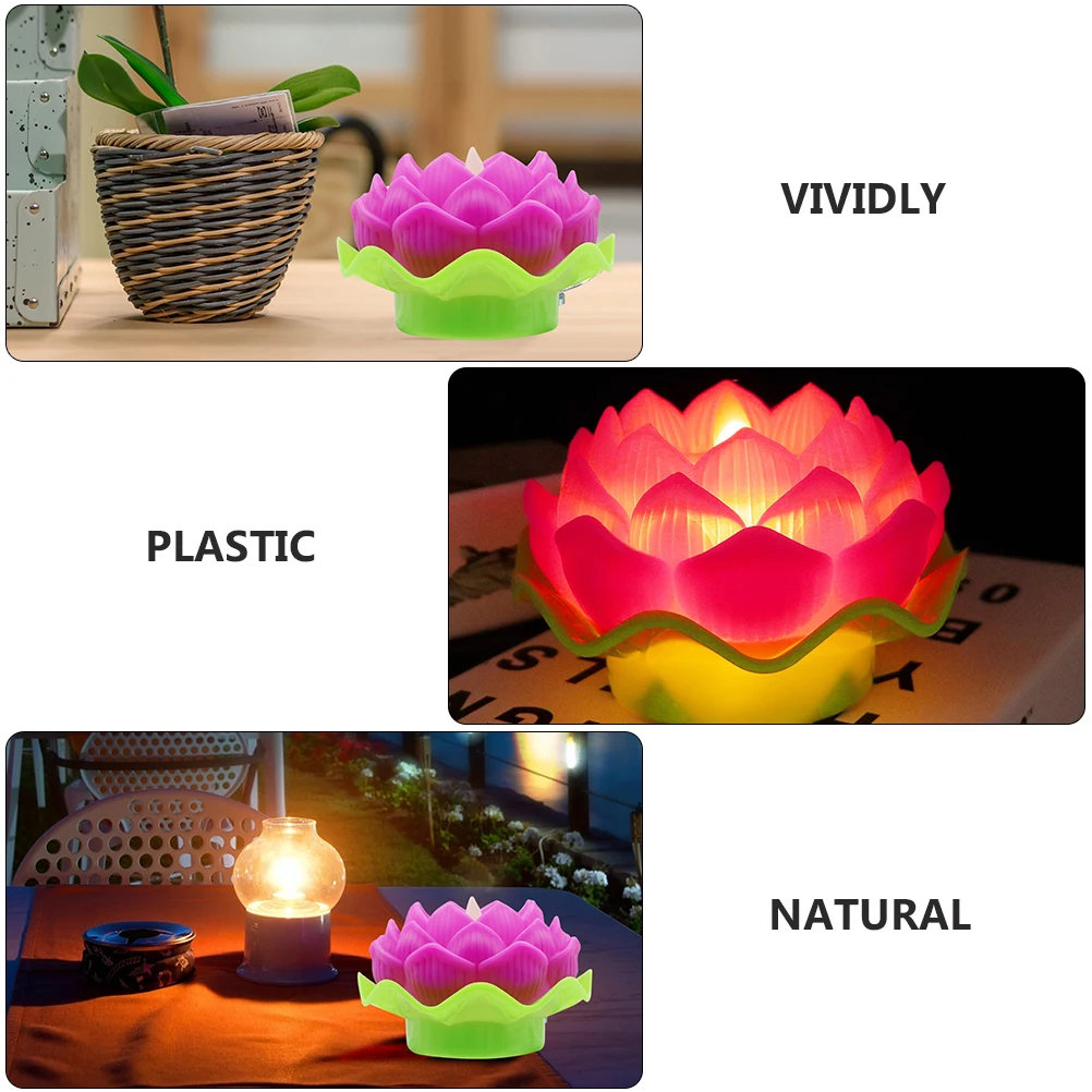 

Led Lamp Tabletop Garden Decoration Pool Lotus Candles Flower Blessing Lamp Buddhism Lotus Light Garden Light
