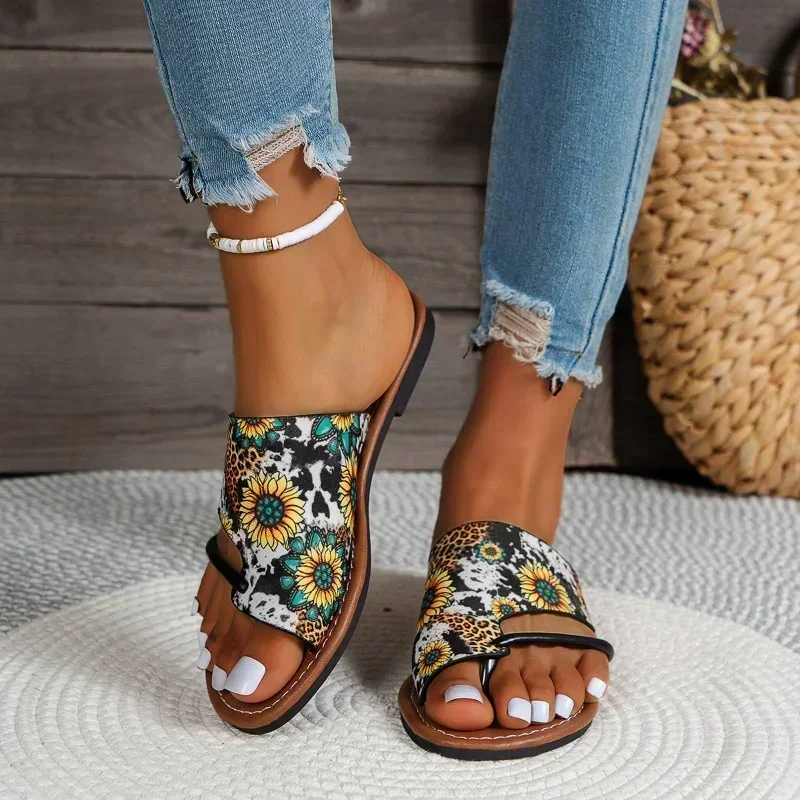 Zapatos Mujer รองเท้าส้นเตี้ยสำหรับผู้หญิงรองเท้าแฟชั่นเปิดส้นแบบลำลองสำหรับฤดูร้อน2024