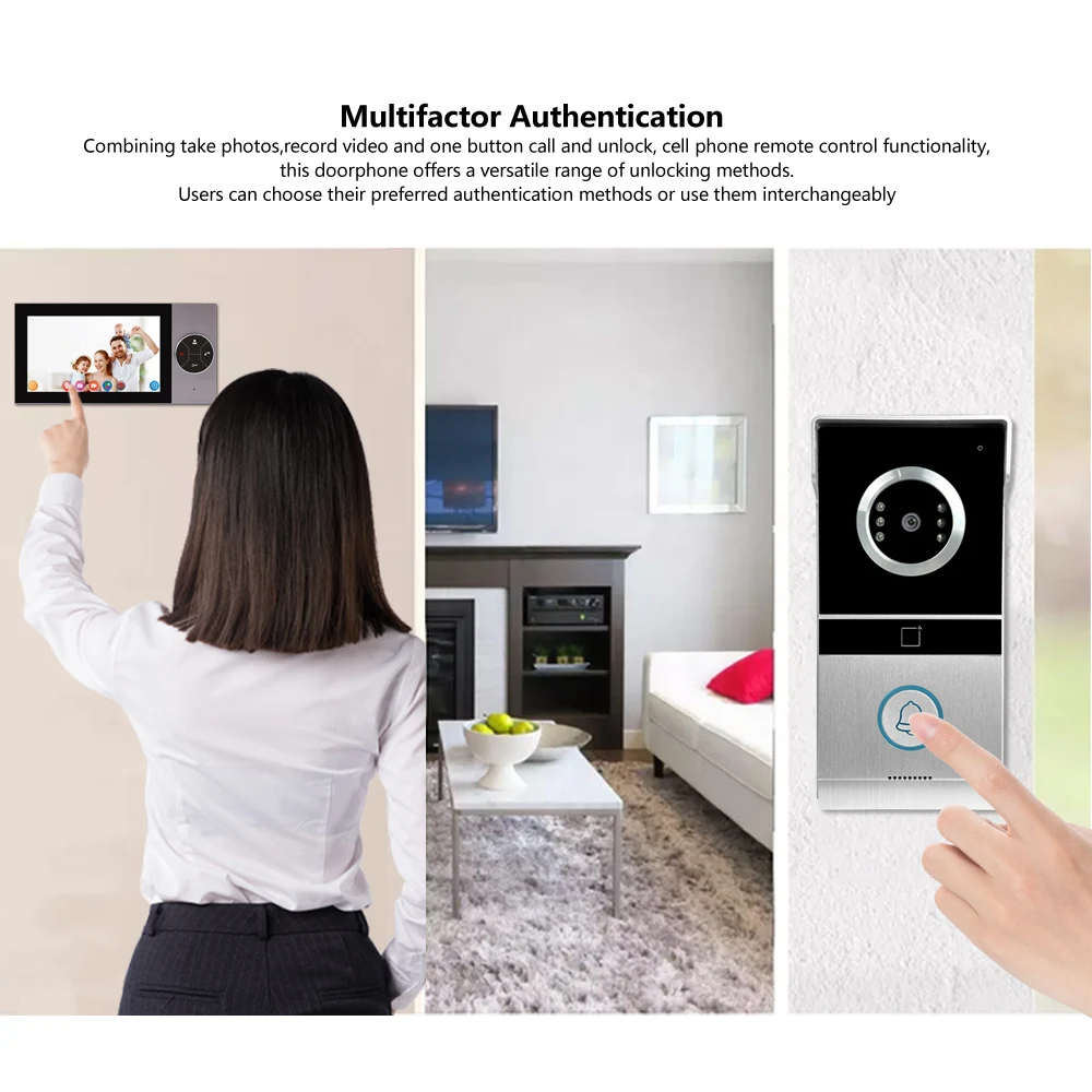 Tuya 7-inch visuele intercom deurbel Intelligente HD bewegingsdetectie/video-opname/intercom met ontgrendeling op afstand