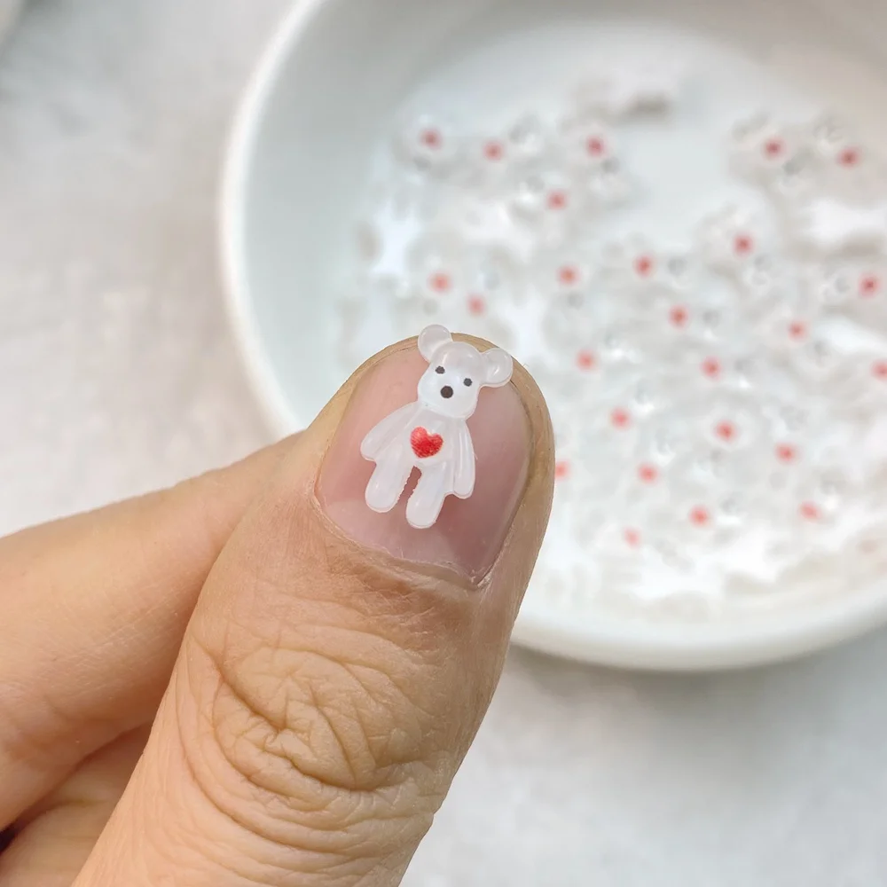 50Pcs Mixed Nail Art Resin Cartoon The Little Bear of Love Designer Charms strass artigianato fai da te per gioielli decorazioni 3D per unghie