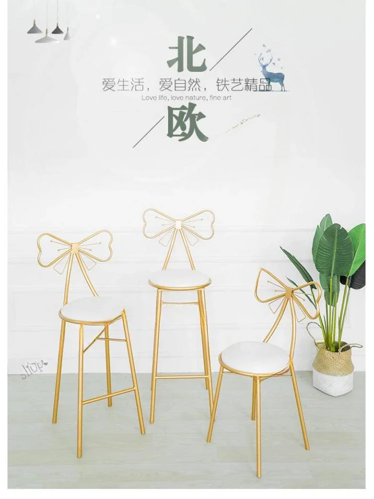 Modern Simple Bar High Stool Nordic Home Back Chair Stool Creative Fashion Bow Bar Chair
