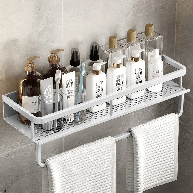 Bathroom Shelf 30/40/50 cm Kitchen Wall Shelf Shower Holder Storage Rack Towel Bar Robe Bathroom Accessorie