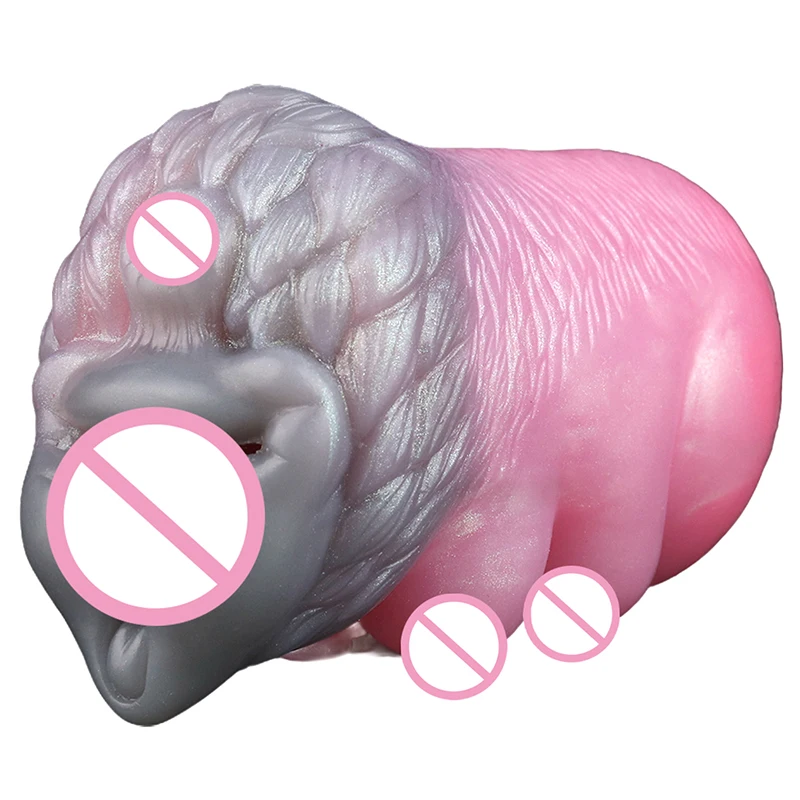 16.9*7.2cm 2in1 Dog Wolf Vagina Artificial Pocket Pussy Male Masturbator Tits Sex Toy for Penis Penetration Masturbation Cup
