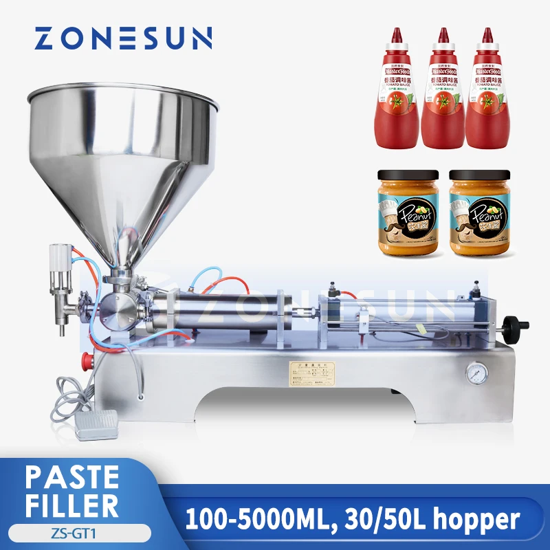 ZONESUN-máquina de llenado de líquidos volumétrica neumática, llenado de líquidos, botella de jabón de miel, 10-300ml