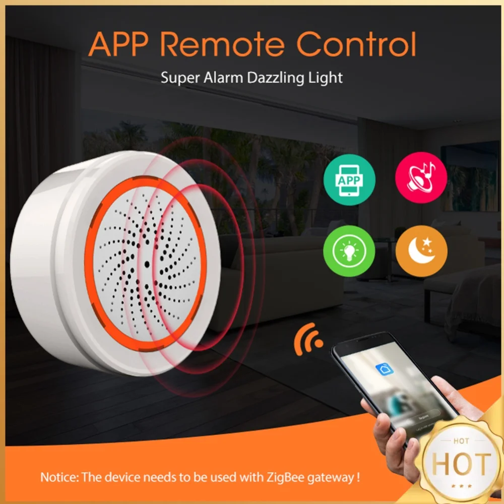 USB Sound Light Sensor 90dB Sound Light Sensor Smart Alarm Siren App Remote Control Home Protection System
