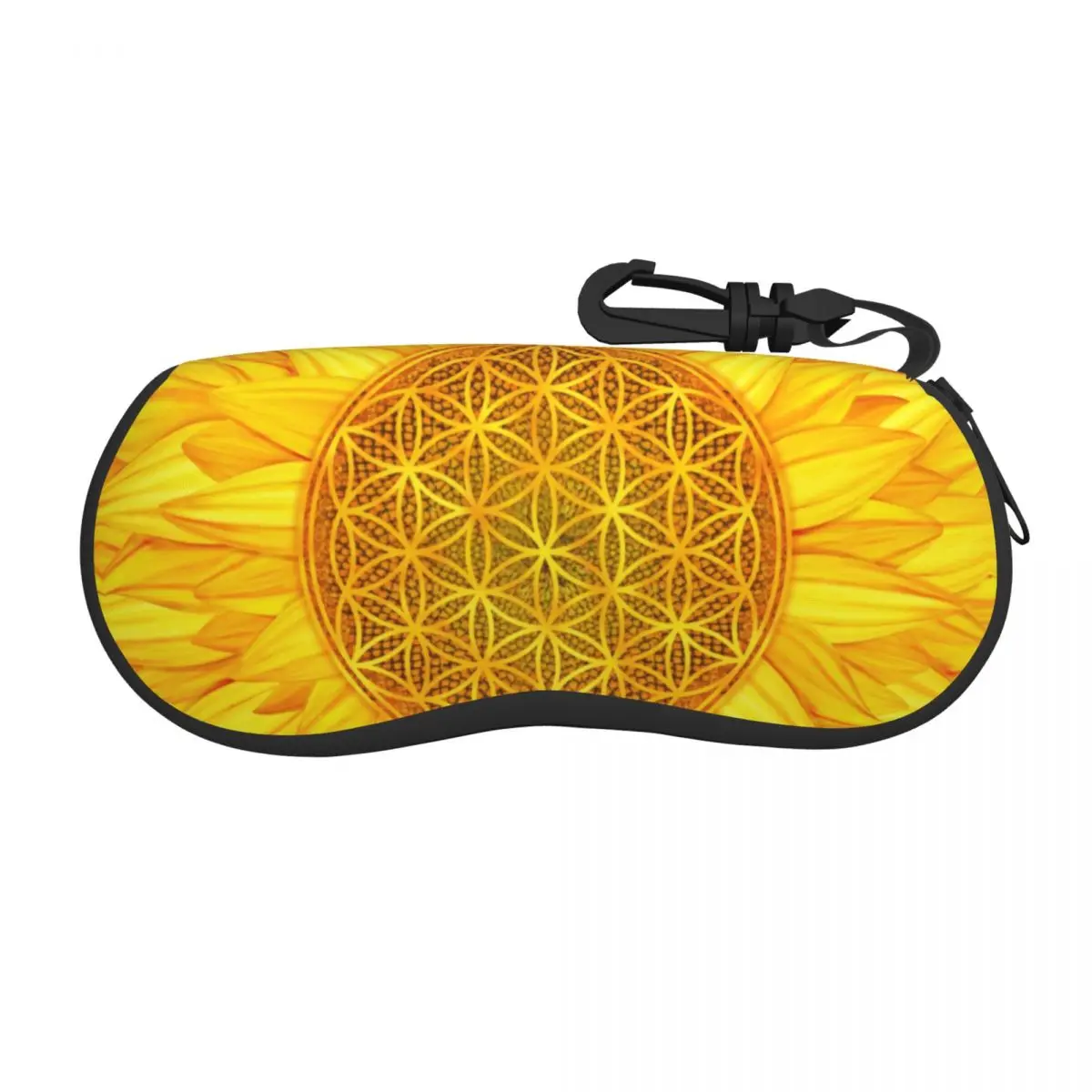 Flower Of Life Sunflower Sunglasses Soft Case Neoprene Zipper Mandala Floral Sacred Shell Eyeglass Case Box For Glasses