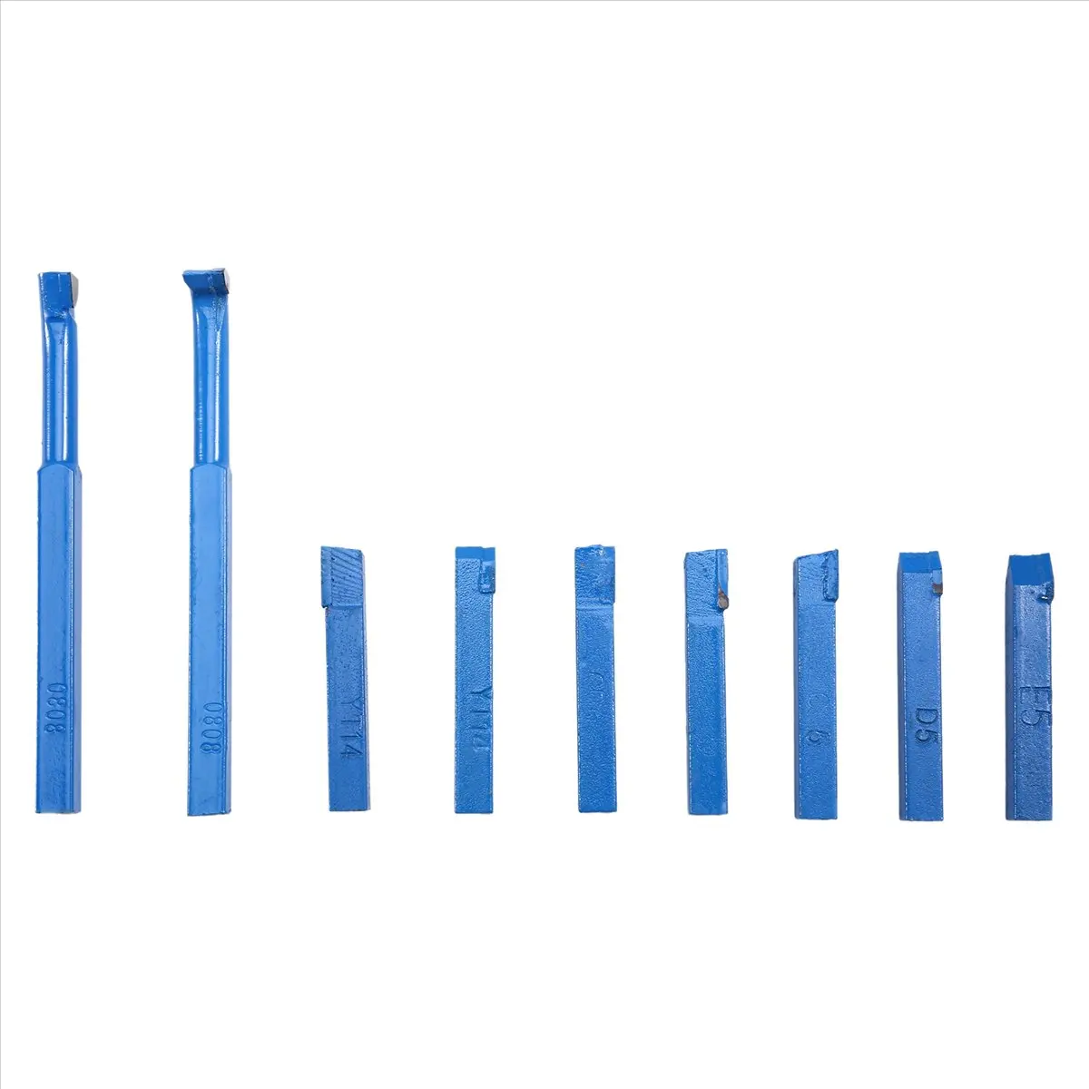 A2119FHOT]9 Pcs Iron Lathe Brazed Carbide Turning Tool Drill Bit Square Shank Blue 8x8 mm