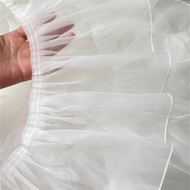 20CM di larghezza bianco nero Tulle Organza 3d pieghettato pizzo Trim volant ricamo frange nastro vestito tende fai da te cucito panno Decor