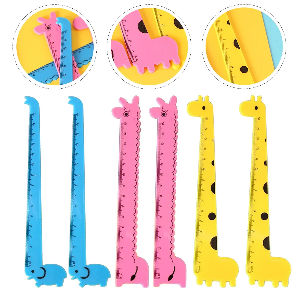 

30Pcs Cartoon Giraffe Plastic Straight Rulers Lightweight Multi-Function Portable School Measuring Tool