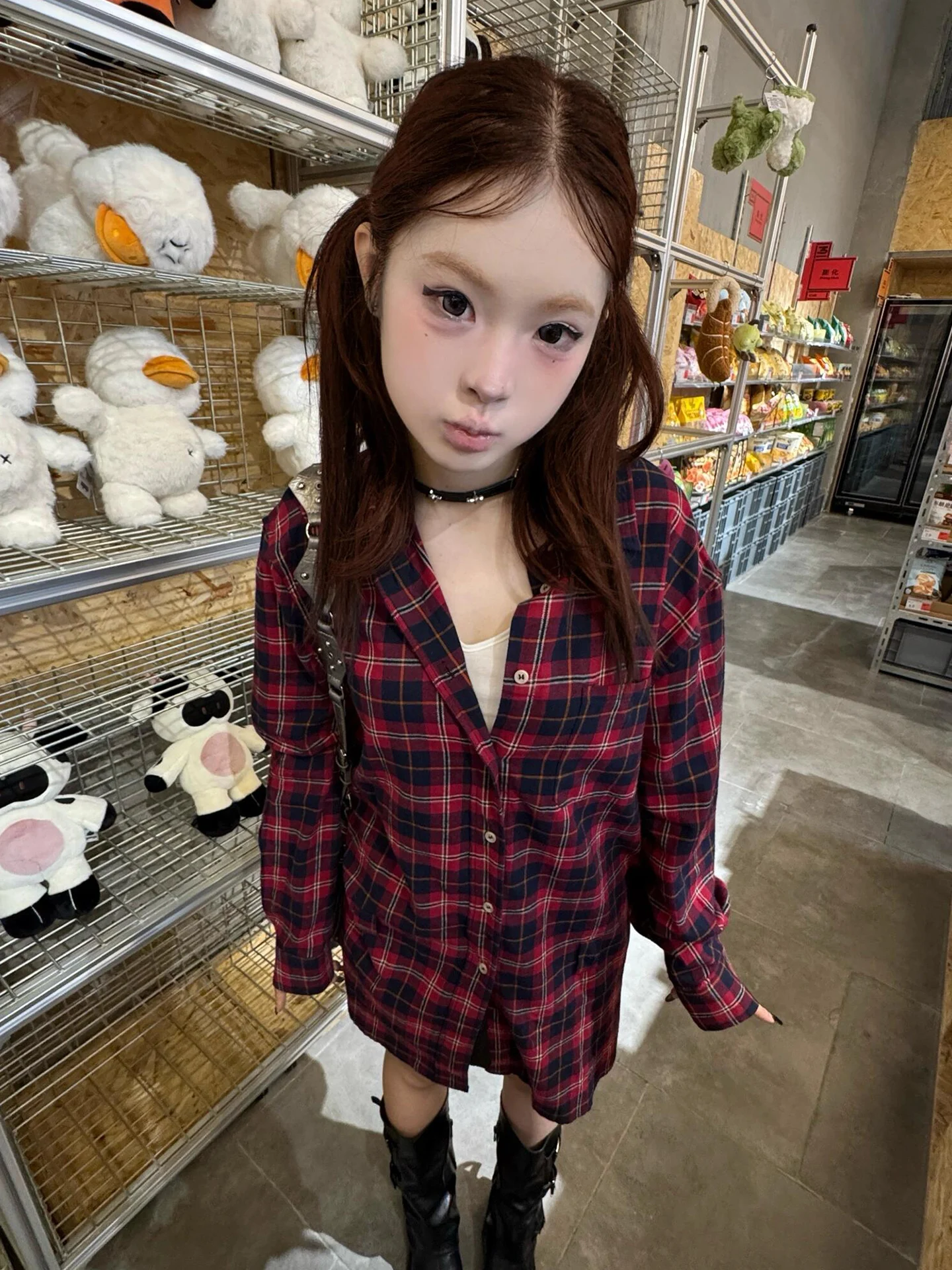 Genayooa Y2k Vintage Kariertes Hemd Damen Langarm Lose Freizeithemd Japanische 2000er Fairycore Grunge Tops Streetwear Shirts