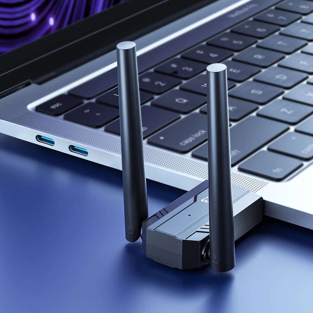 Portable Dual Antenna USB Adapter Dongle Bluetooth-Compatible 5.3 Audio Music Receiver Transmitter for Computer Speaker Mouse