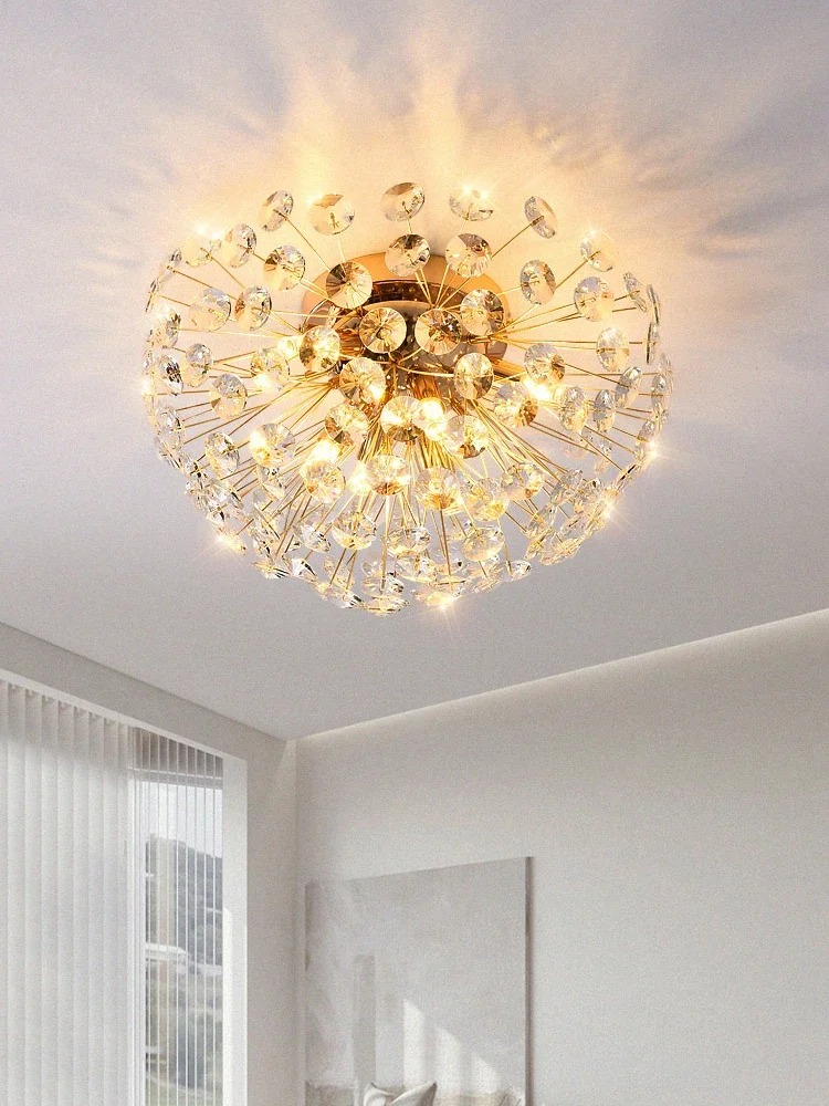 Simple Dandelion Crystal LED Ceiling Light 2023 New Style Living Room Bedroom Study Decoration Light Creative Sun Flower Light