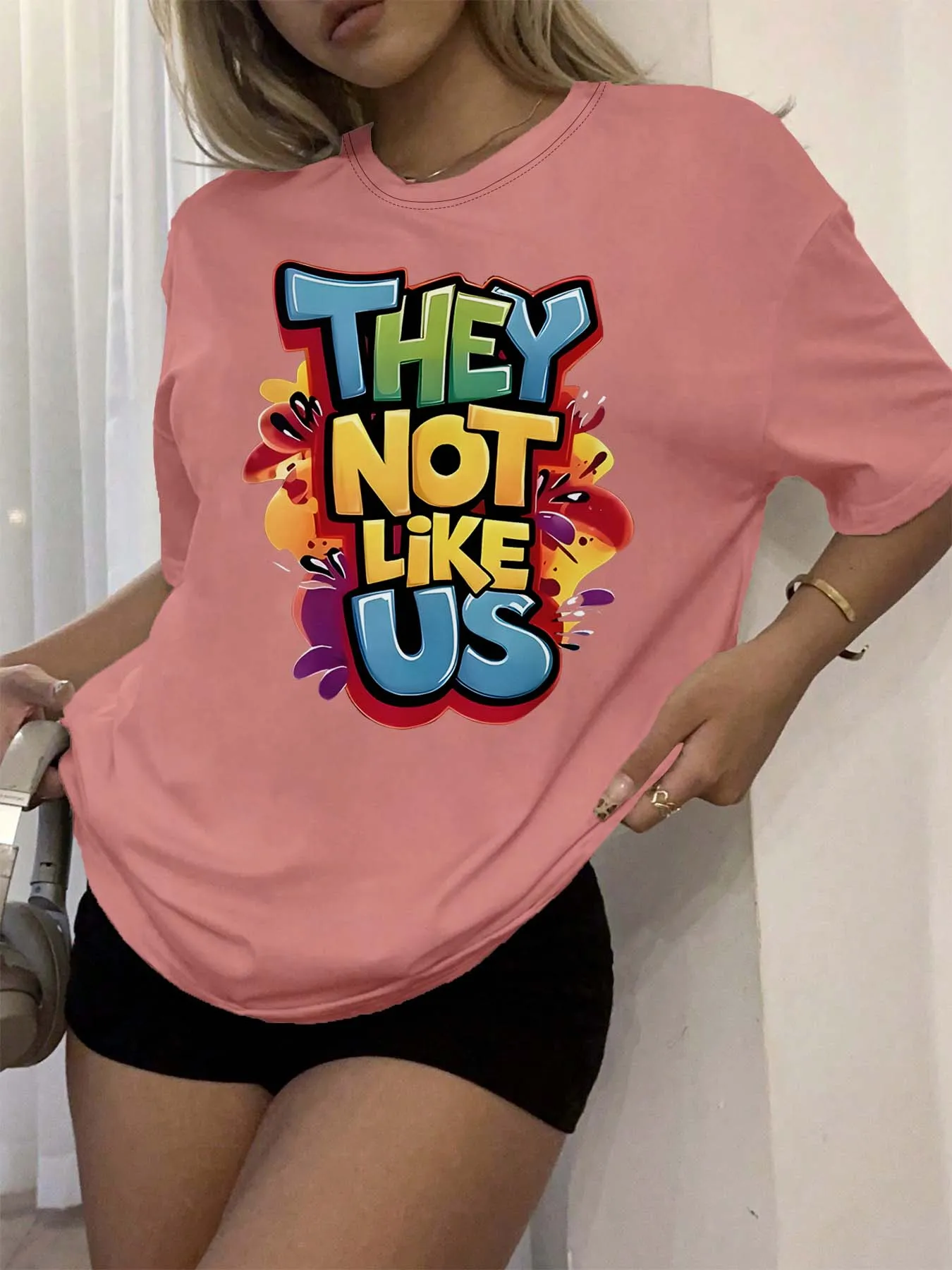 Camiseta gráfica con eslogan de moda de talla grande, lo que no gusta EE. UU., Top llamativo atrevido para rebeldes de moda