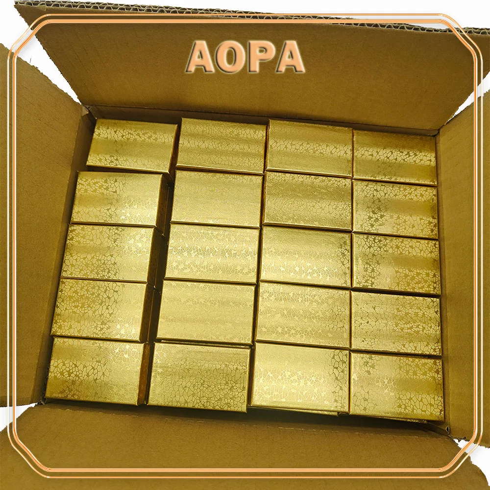 

100pcs #21 High Quality Gold Foil Cotton Filled Box Mini Ring Paper Boxes (2-1/2*1-1/2*7/8''inch)