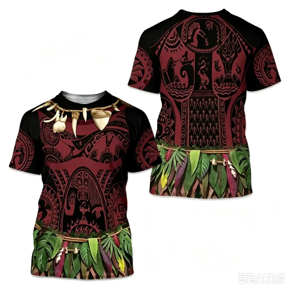 Moana Maui Tribal Tattoo Cosplay Herren T-Shirt 3D-Druck Sport Schnelltrocknend Atmungsaktiv Casual Halloween Party Sport Kurzarm-Shirt – Detail 3