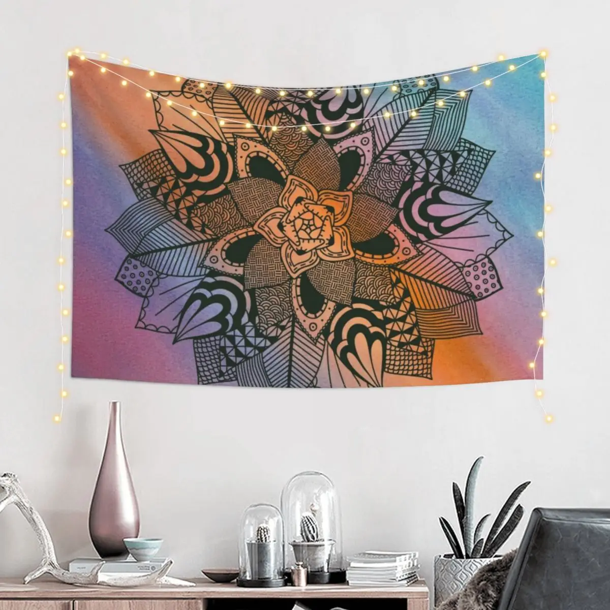 

Succulent Mandala Tapestry Bedroom Deco Outdoor Decor Room Decorator Tapestry
