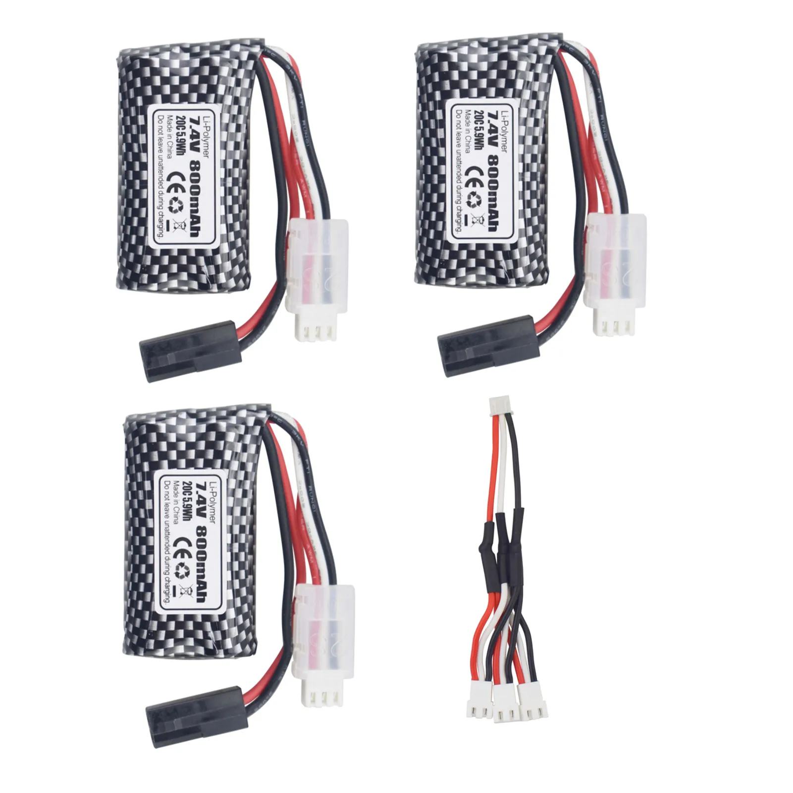 

3PCS 7.4V 800mAh 5500-2p Plug Lithium Battery With 1 To 3 Charging Line For 9130 9135 9136 9137 9138 9145 RC 4WD Off-Road Car