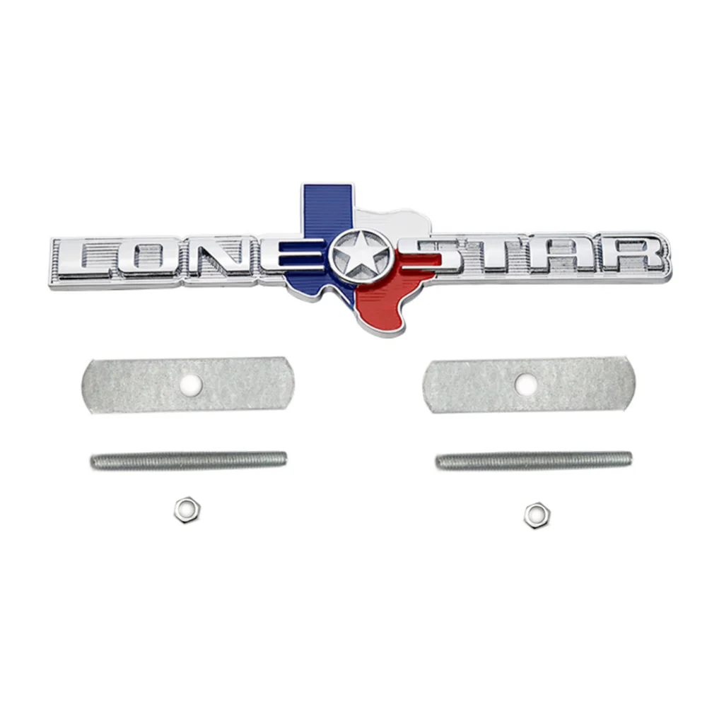 

Chrome TEXAS LONESTAR Emblem Car Front Grille Badge for Ram Silverado Titan Tahoe Sierra Tundra Cherokee Wrangler F150 250 350