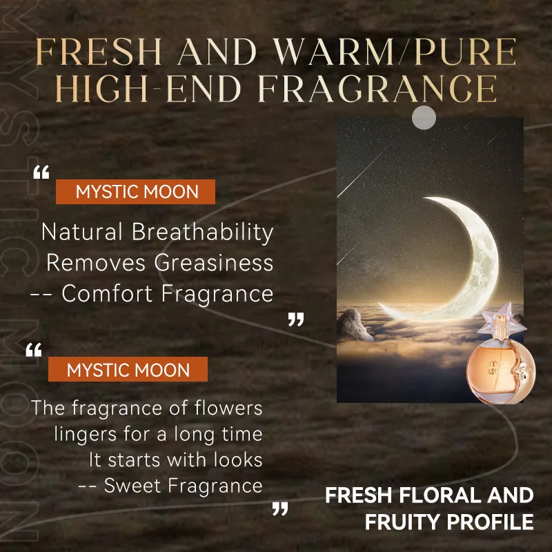 

50ml Golden Perfume Mystic Moon for Women Elegant Refreshing Date Night Birthdays Christmas Party Perfumes Eau De Toilette
