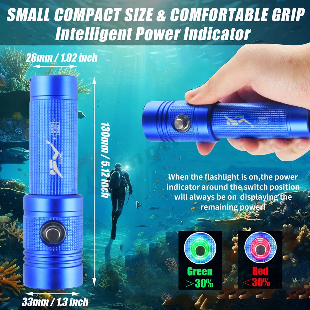 Ipx8 Waterdicht 1600lm Led Scuba Diving Zaklamp Zaklamp Led Duiklicht Onderwater 100M 3 Modi Super Helder Onderwaterlicht