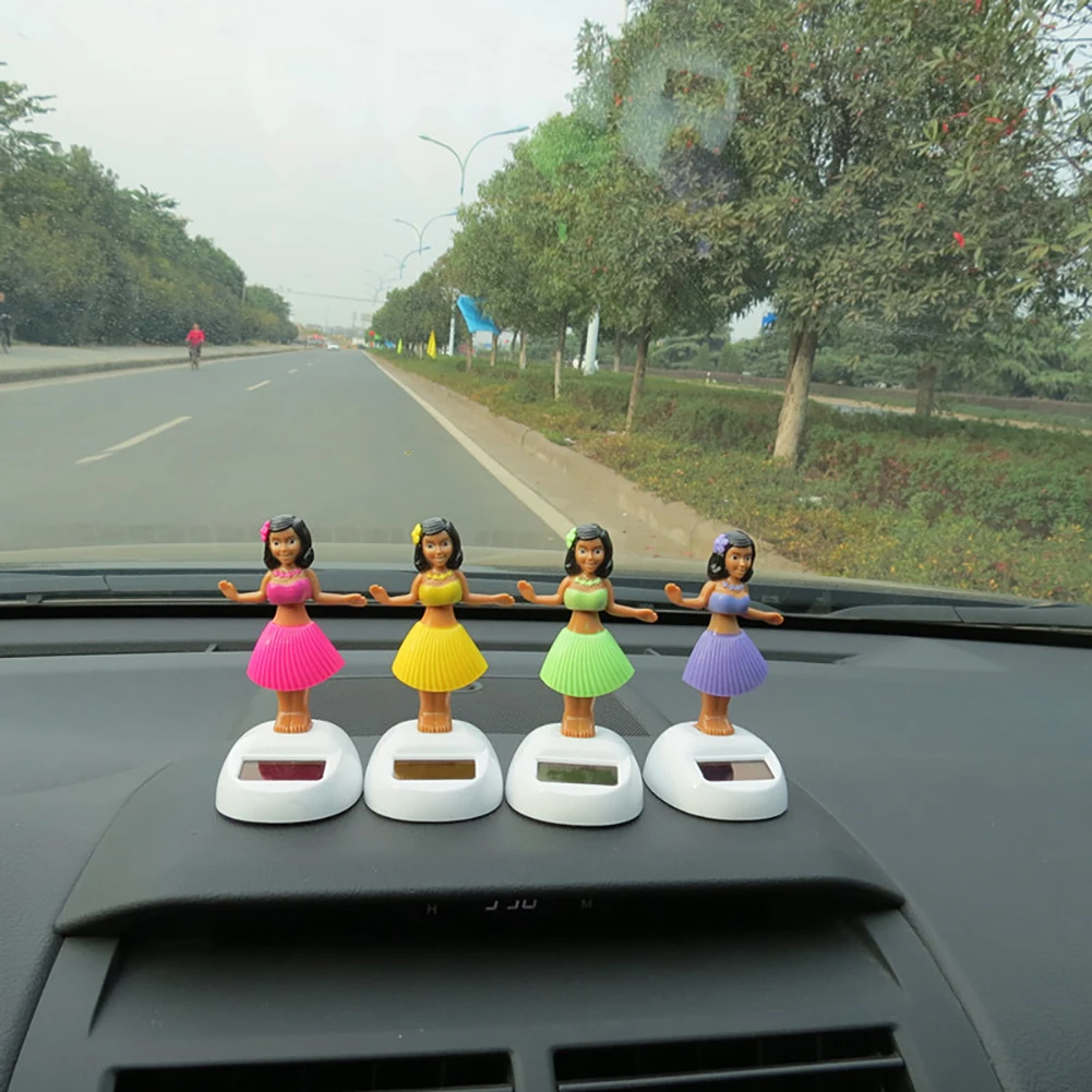 Solar Automatic Swing Dancing Doll Jewelry Ornaments Doll Figurines Miniature Girl Car Creative Ornaments Car Home Decoration