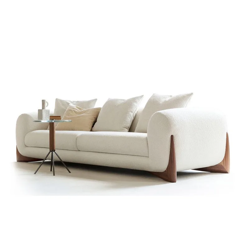 

Wabi Sand Wind Fabric Sofa Living Room Small Apartment Multi-person Combination Lamb Fleece Cream Wind Nordic Master