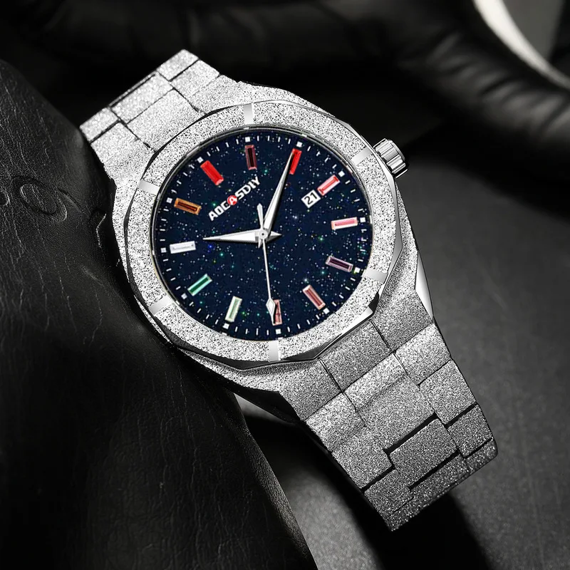 

Модные мужские часы Diamond Star, водонепроницаемые, со стальным ремешком, кварцевые, популярный бренд