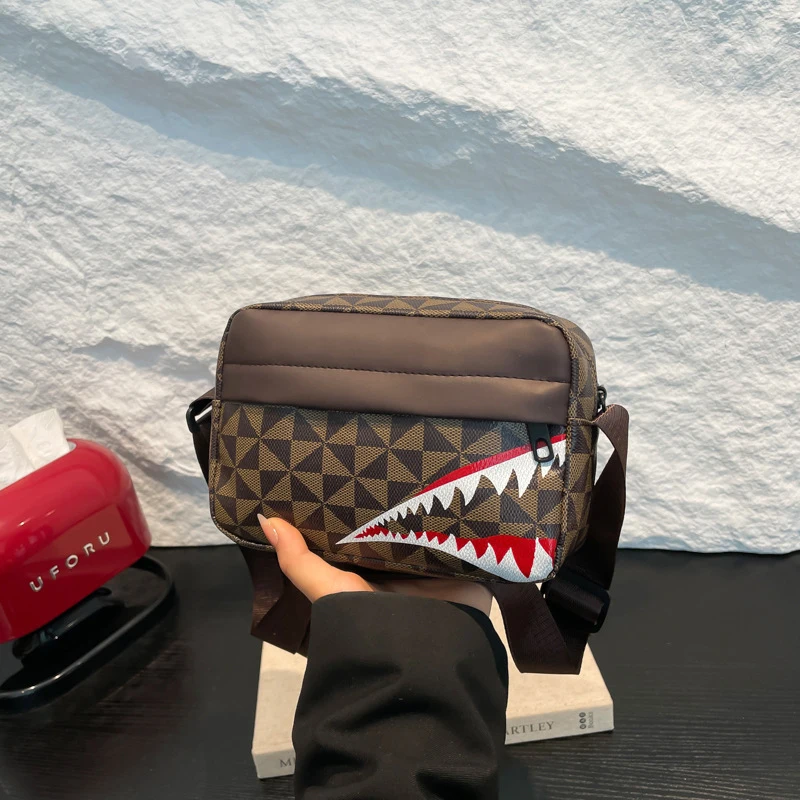 All-match Medieval Square Bag Brand Shark Mouth Pattern briefcase Messenger Bag Fashion Contrast Color Shoulder Bag coin purse