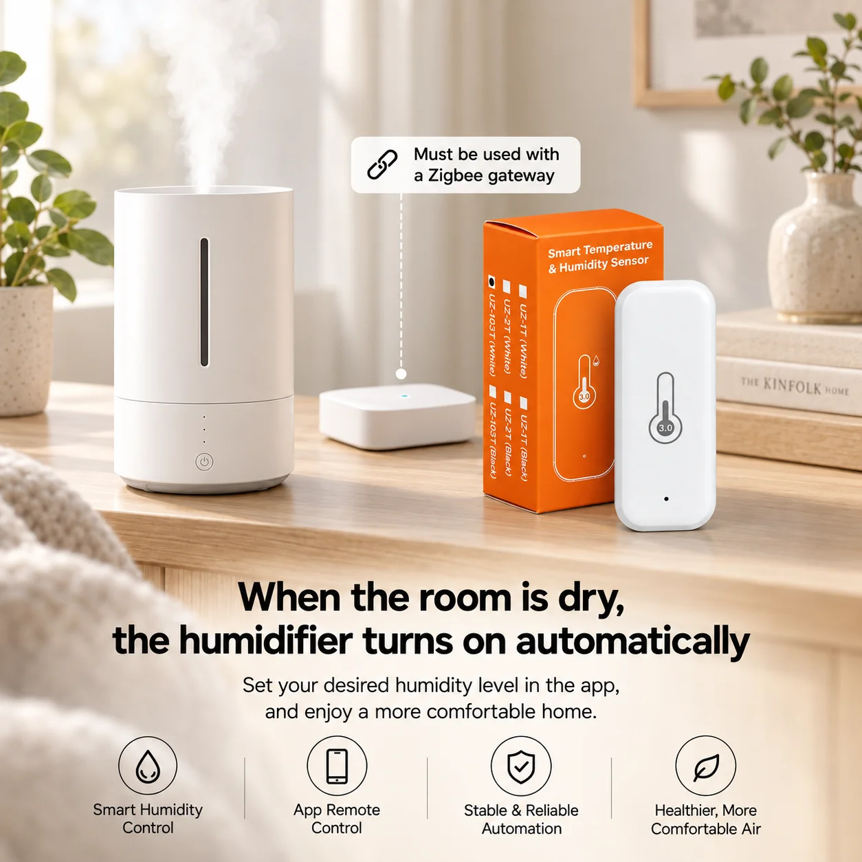 Zigbee Temperatur- und Feuchtigkeitssensor, intelligentes Innenraumthermometer und Hygrometer für Smart Home, Fernbedienung über App, kompatibel mit Yandex Z2M, Smart Life und Alexa. – Detail 10