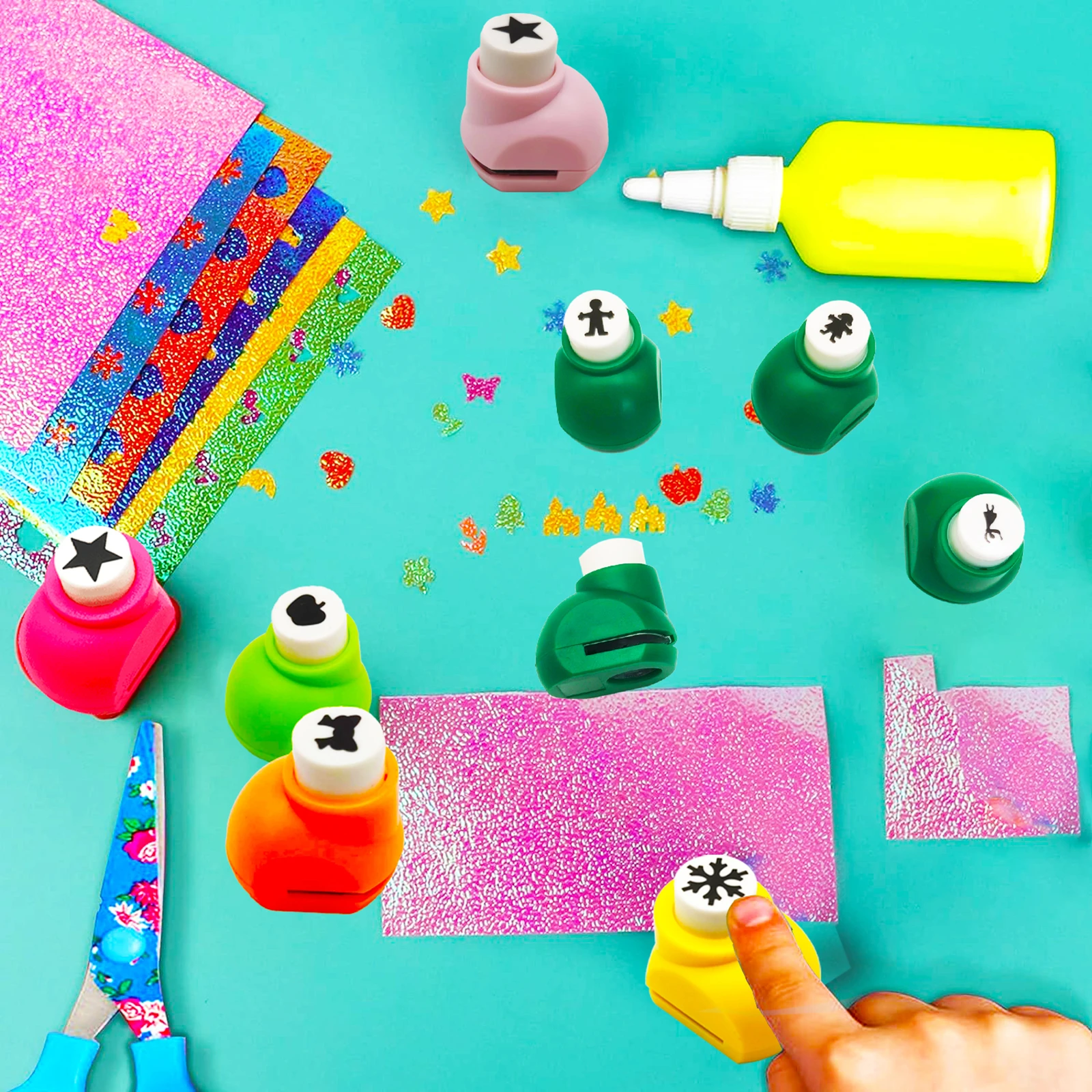 4er-Pack Mini-Bastelstanzer-Set, 4 verschiedene einzigartige Musterlochstanzer, dekorative Formstanzer für Scrapbooking, Kartenherstellung, DIY – Detail 4