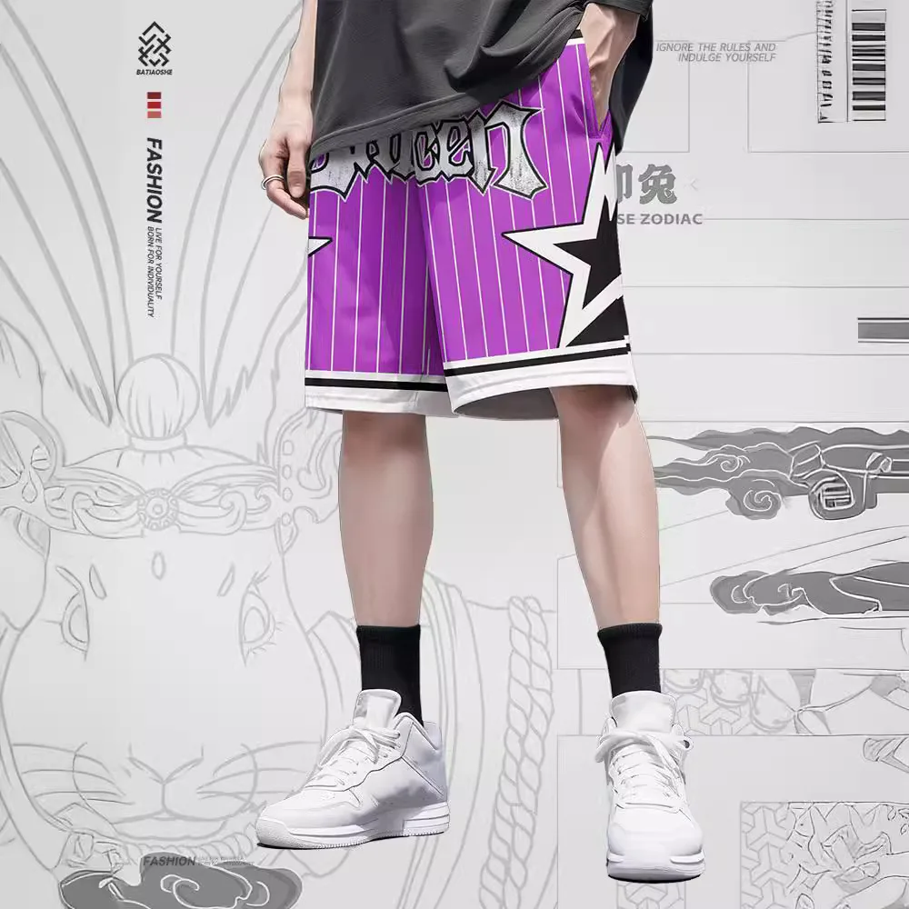 

Повседневные шорты, мужские летние шорты в американском стиле, уличные брюки большого размера из пяти частей, модные брендовые универсальные ретро брюки