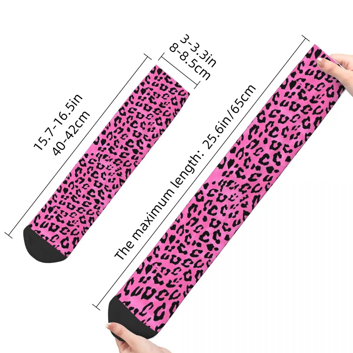 Pink Cheetah Skin Print Men Women Socks Windproof Novelty Spring Summer Autumn Winter Stockings Gift