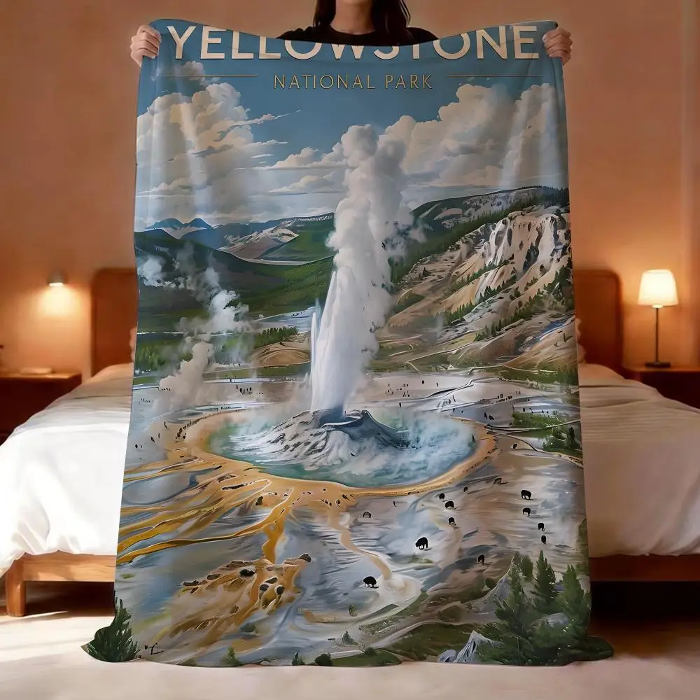 National Park Yellowstone National Park Throw Short Plush Throw Blanket Soft Skin-Friendly Multi-Scene Home Office