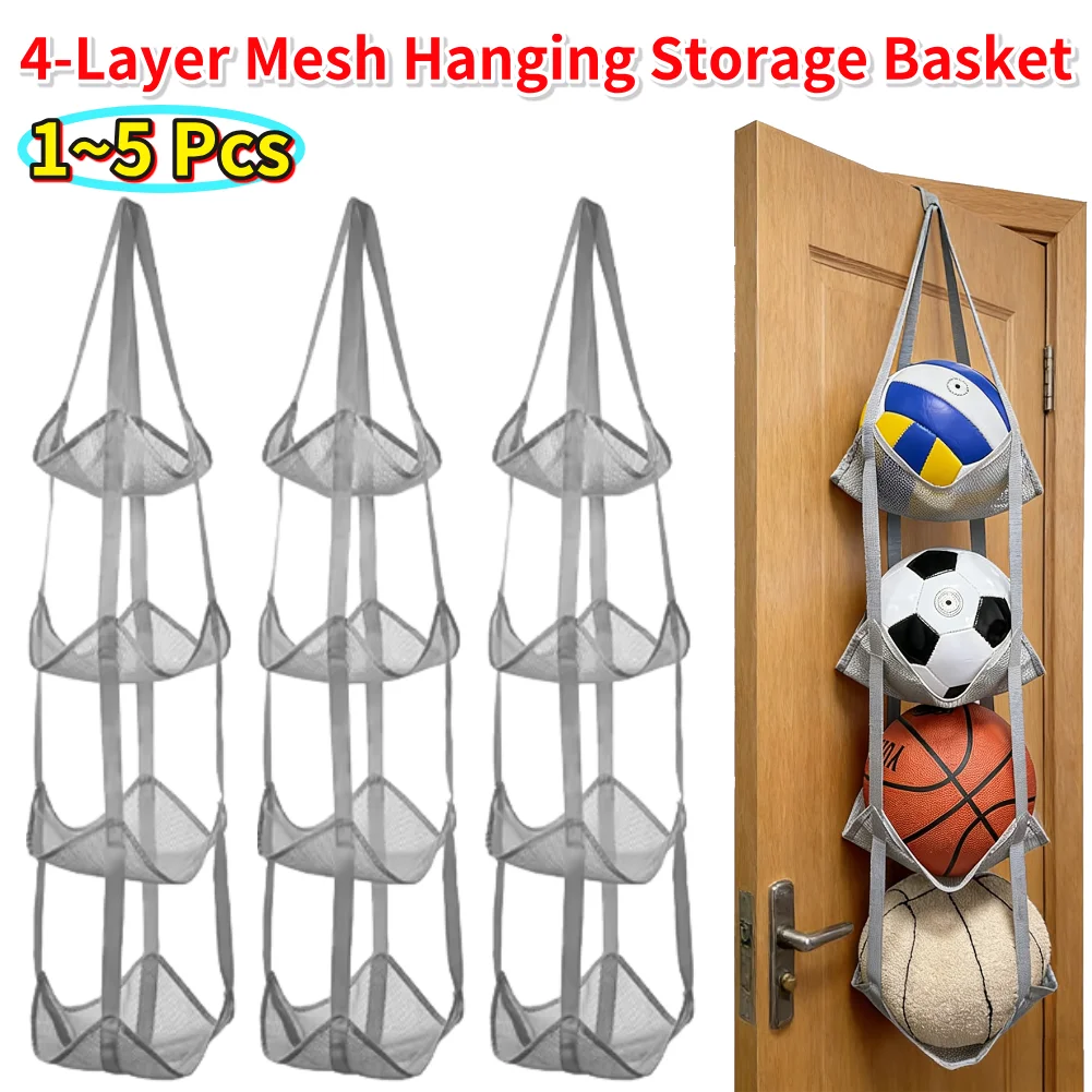 4 Tier Stuffed Animal Net Foldable Mesh Snack Organizer Breathable Hanging Holder Basket for Bedroom Nursery Playroom Decoration