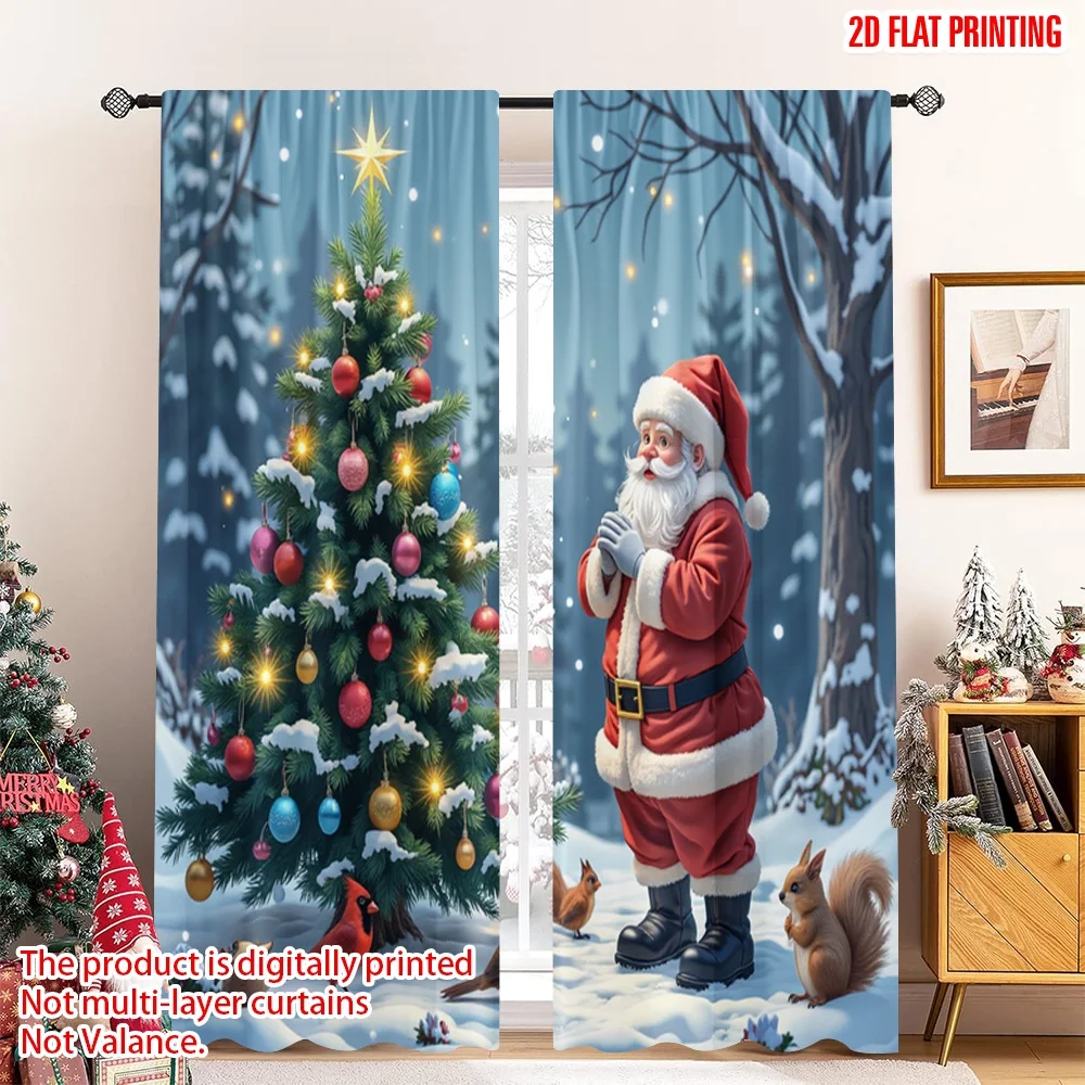 

2pcs 2D flat printing Merry Christmas Drapes Santa Claus Decorating Christmas Tree Fabric Without Electricity Party Decorations
