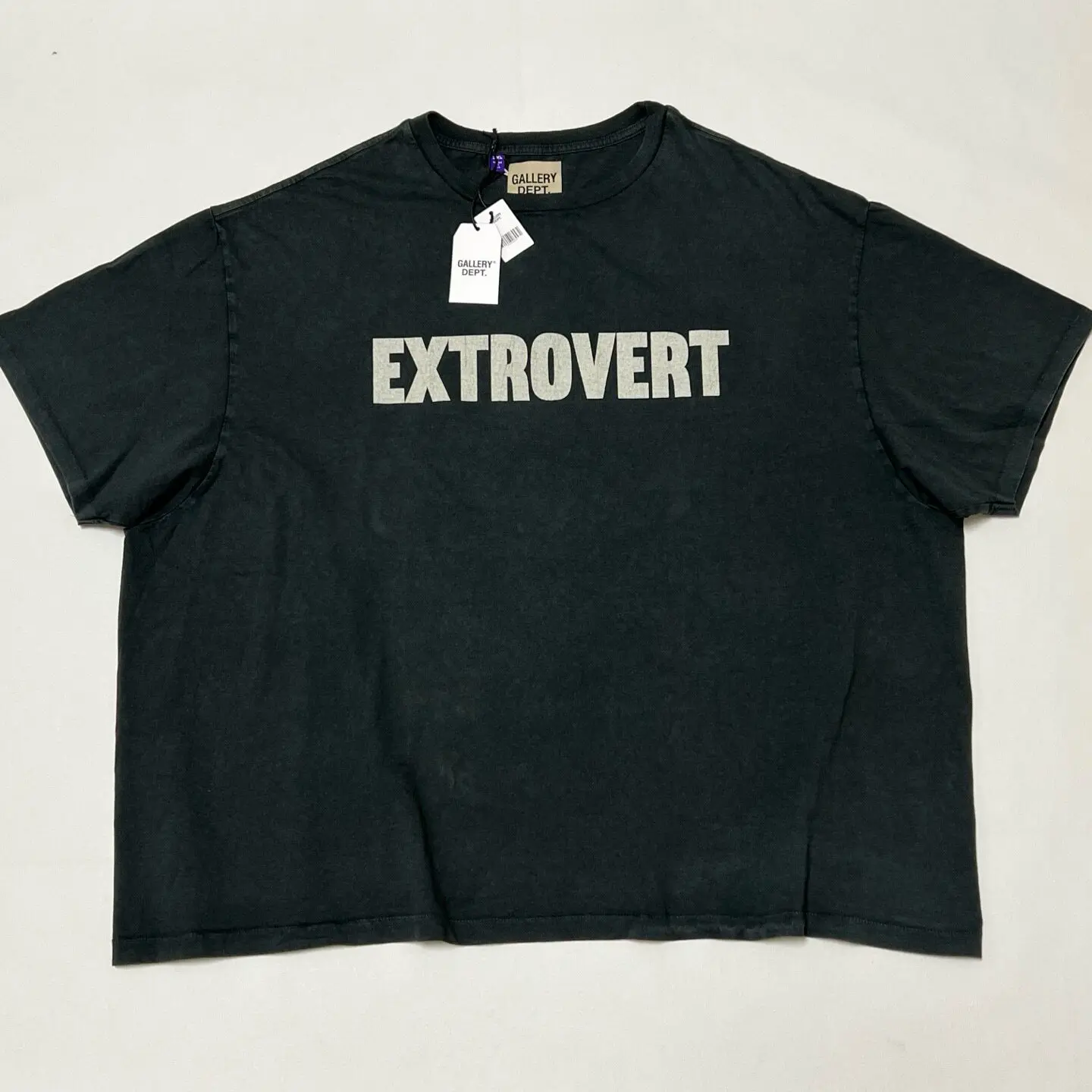 Gallery DEPT Double Sided Letter Print Crew Neck Washing Water Old Vintage EXTROVERT Short Sleeve Tee