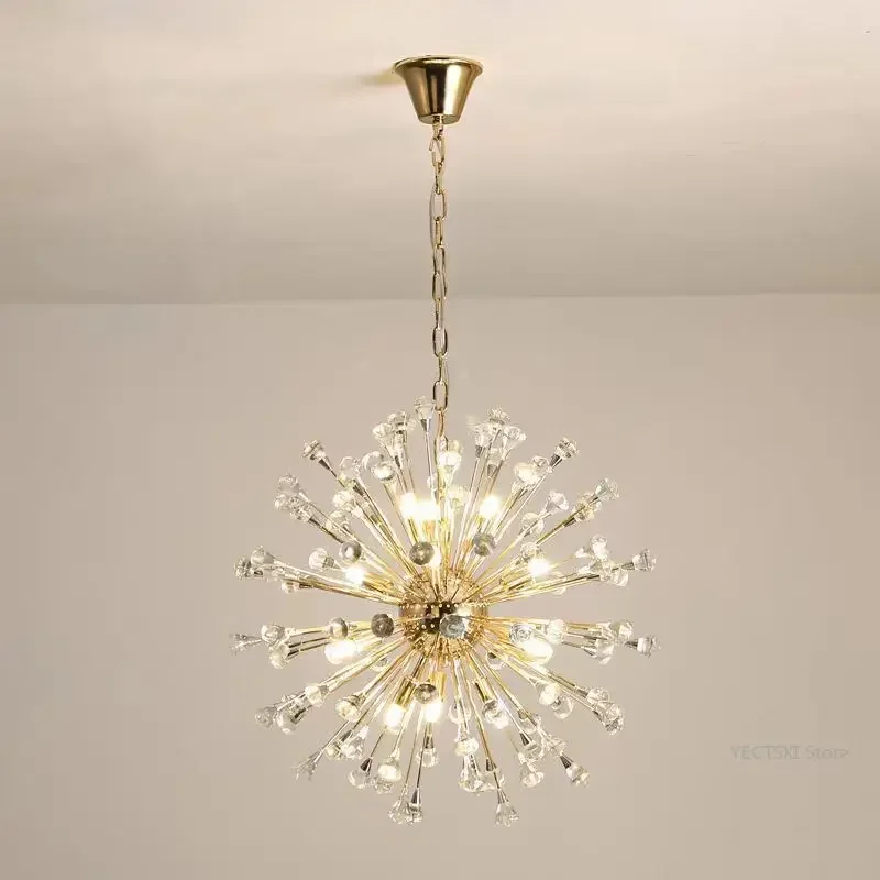 

GHEUVNJ Nordic dandelion crystal chandelier bedroom living room study pendant light